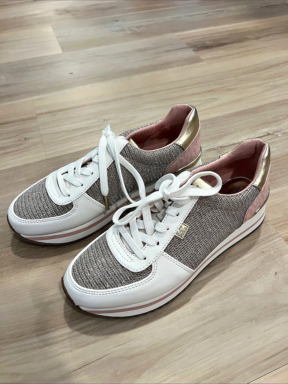 Michael Kors Allie Trainer Women's Platform Sneakers Gray & Pink